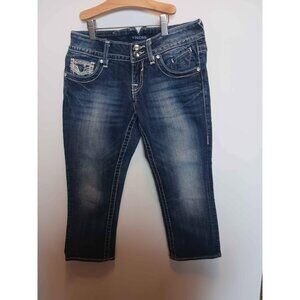 Vigoss The Chelsea Capri Jeans Size 1/2 Distressed Denim Womens